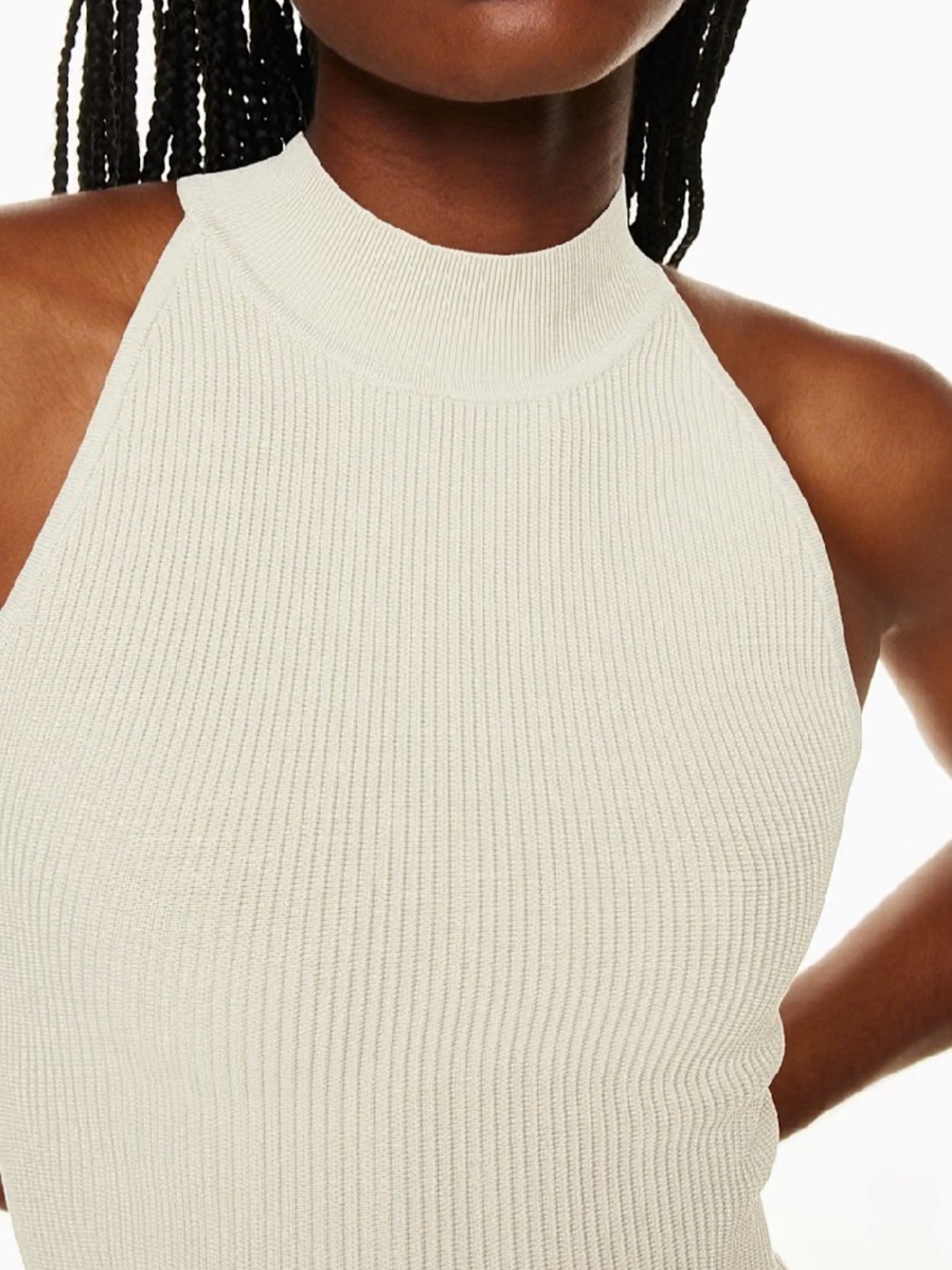 Aritzia Babaton Sculpt Knit Mockneck Halter in Beige - Small